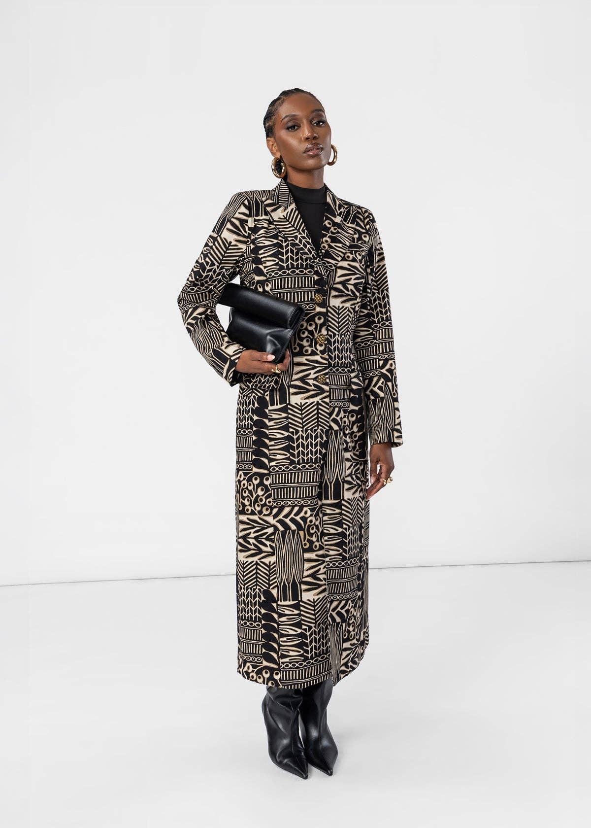 The Laila Heritage Trench Coat | Ebony & Tan Botanical