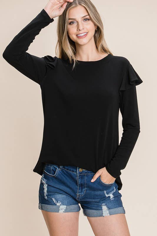 Long Sleeve Ruffle Detail Top