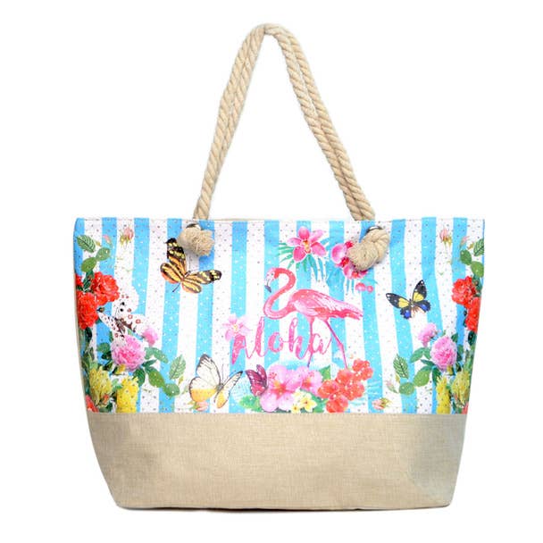 Summer Flower -Aloha- Rhinestone Ladies Tote Bag