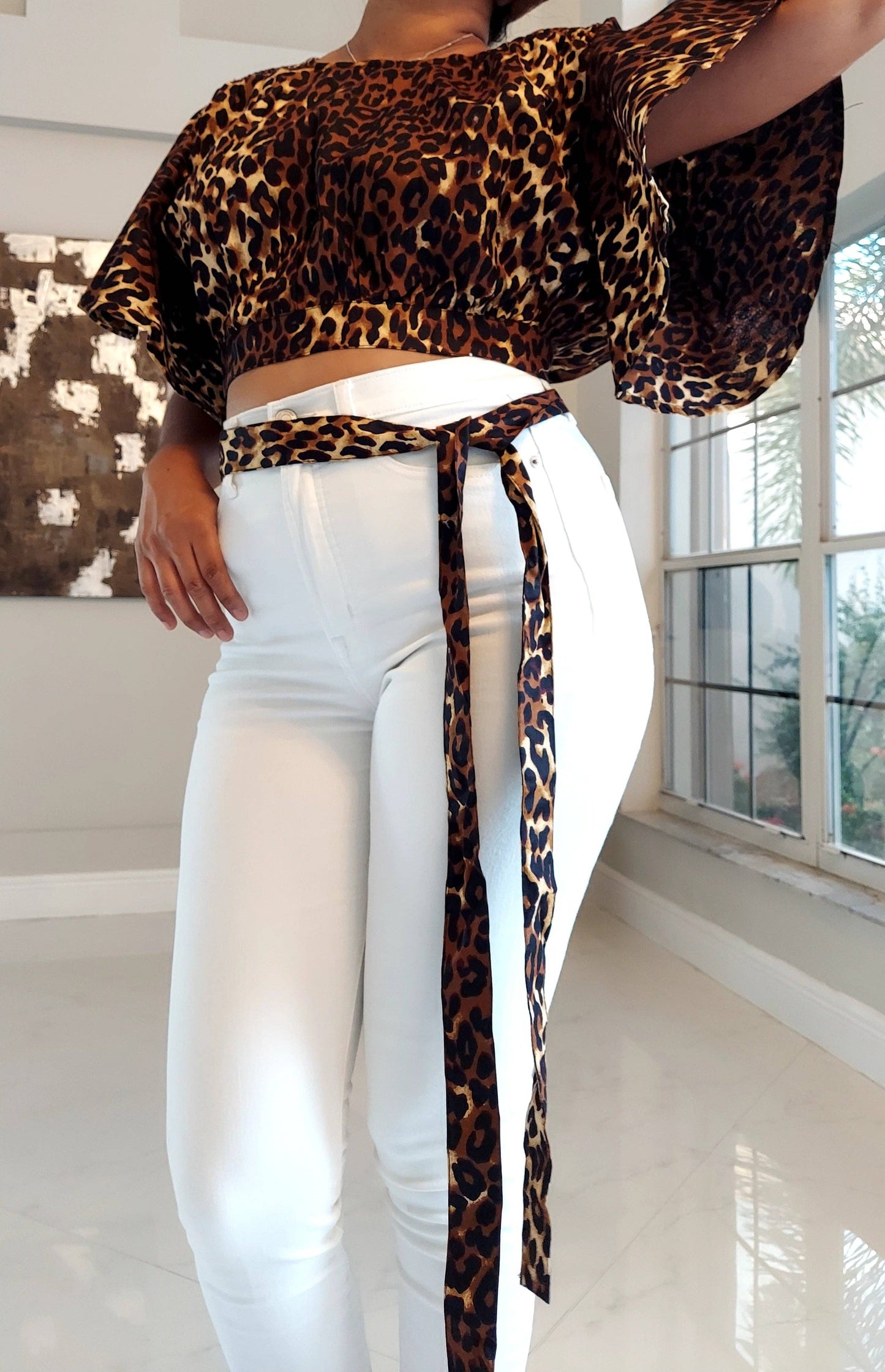 Crop Top/ Brown Animal Print