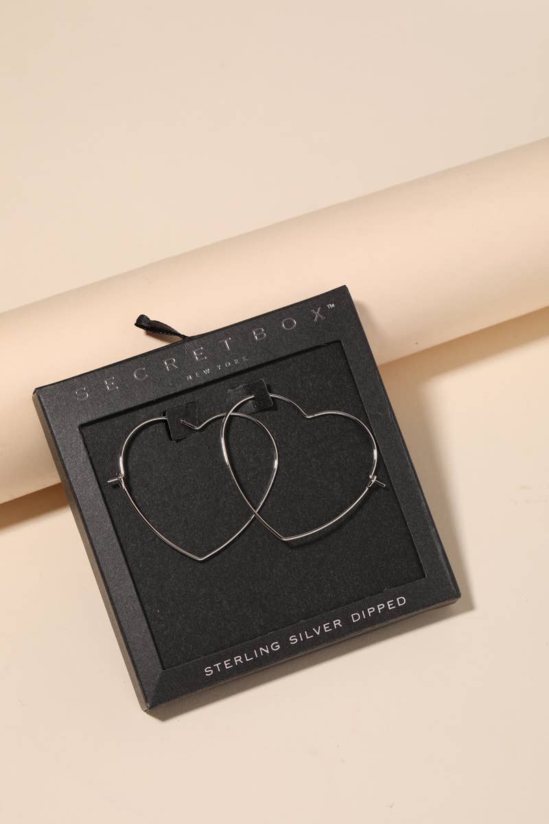 Secret Box Heart Outline Hoop Earrings