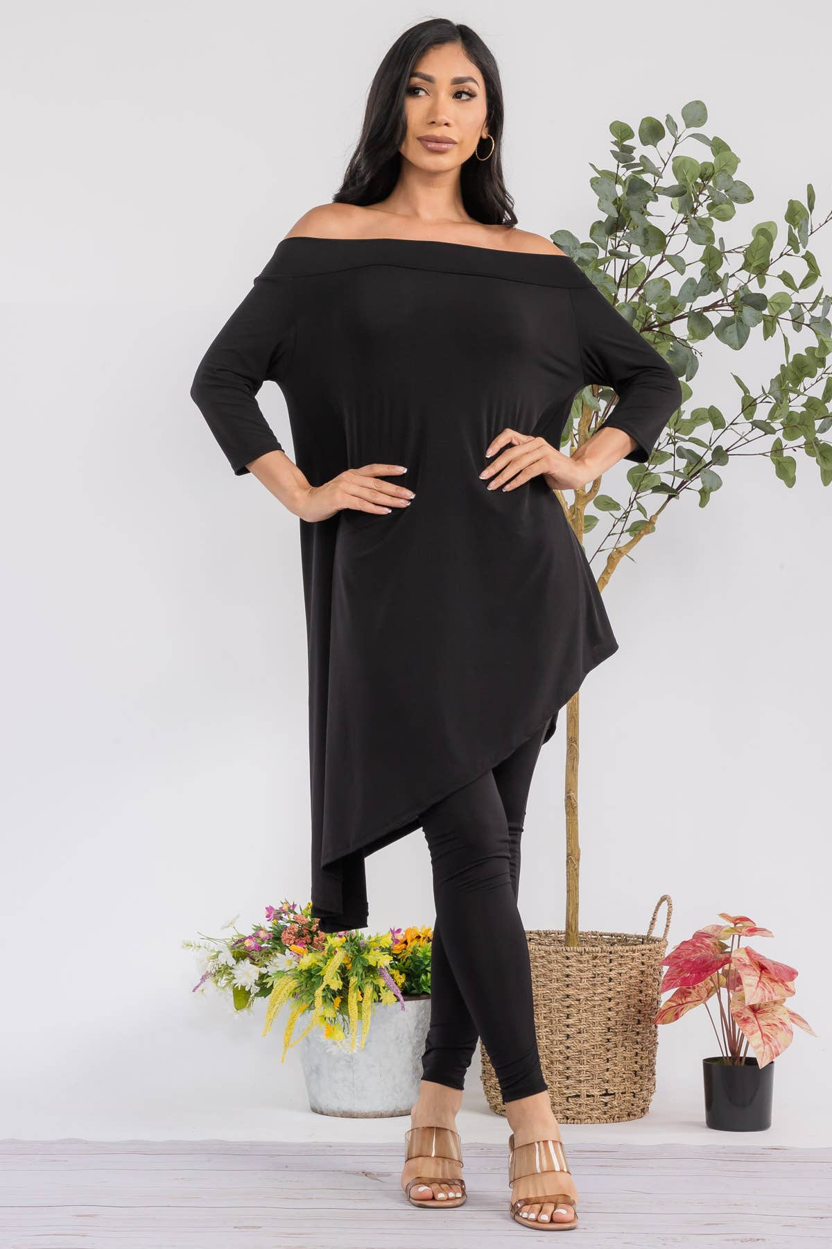 Plus 2 PC Off Shoulder Top and Legging Set