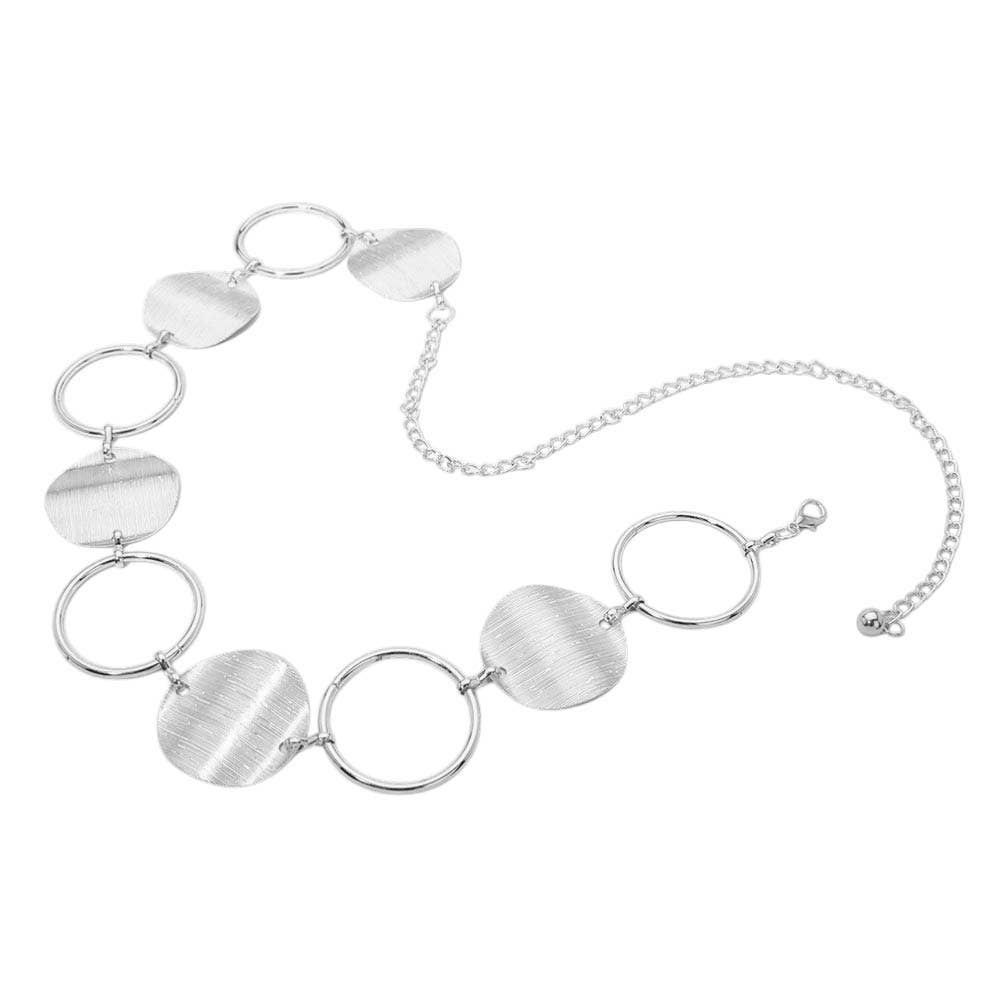 Textured Metal Round Link Chain Waist Belt