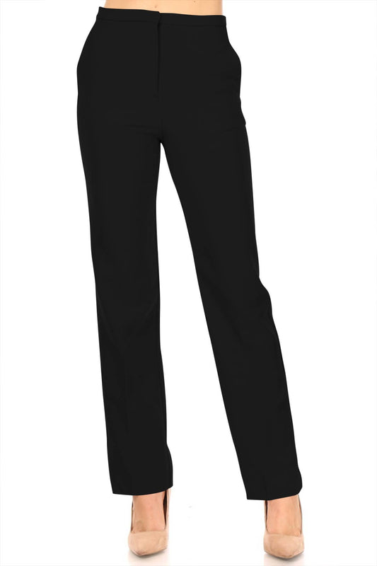 Solid Straight Slim Trouser Slack Pants