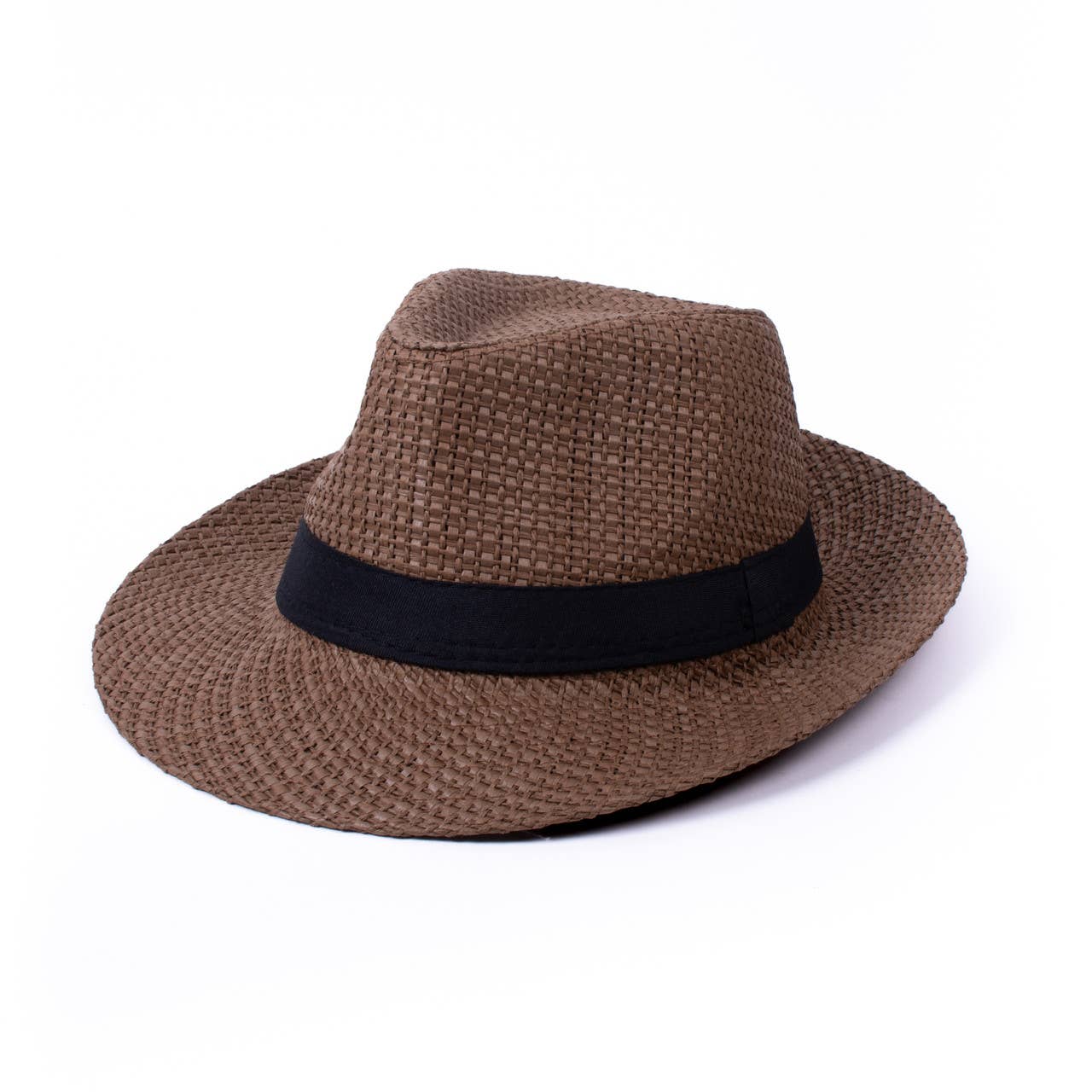 Wide Brim Black Banded Trilby Fashion Fedora Hat -FSS17132