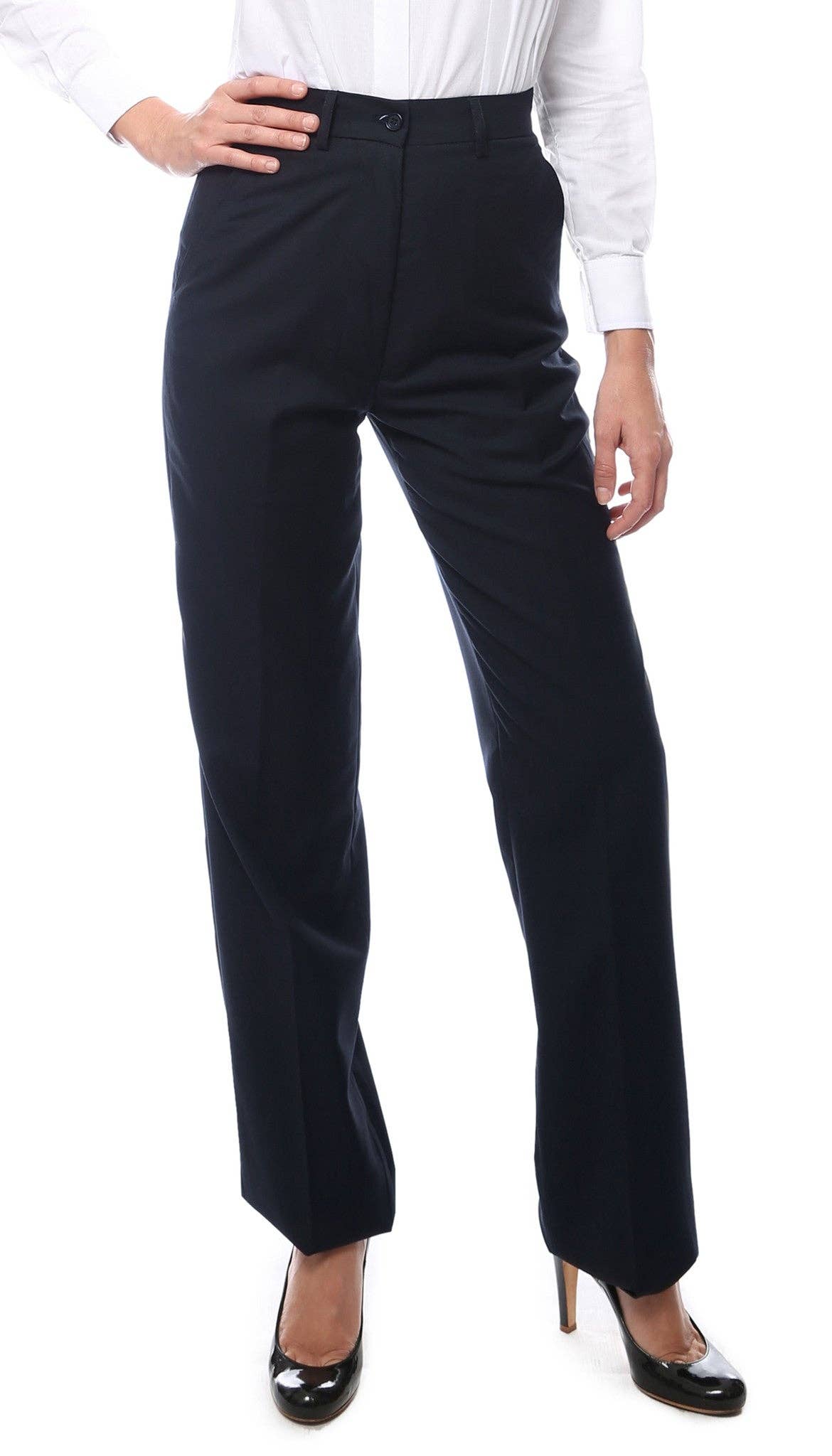 Womens 2789 Navy Elastic Waistband Dress Pants
