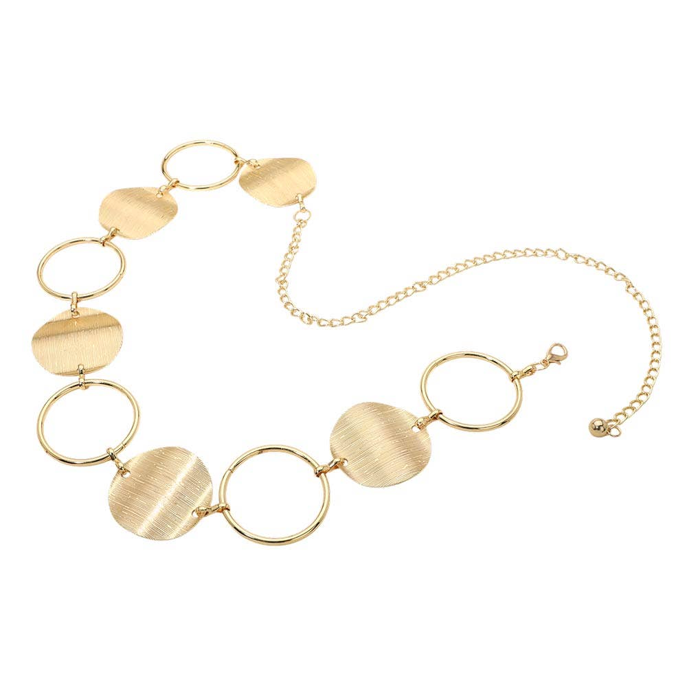 Textured Metal Round Link Chain Waist Belt
