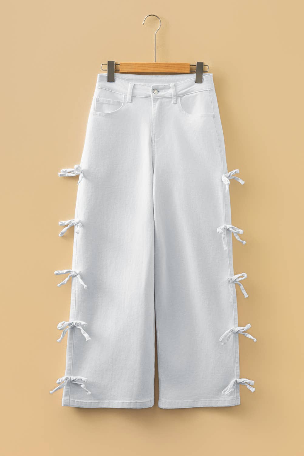 Charming Bow Detail Straight Leg Jeans