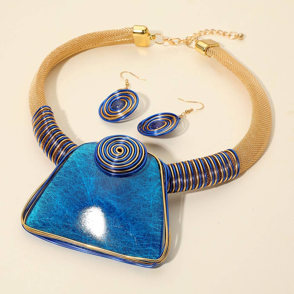 Bold Resin Geometric Pendant Accent Statement Necklace