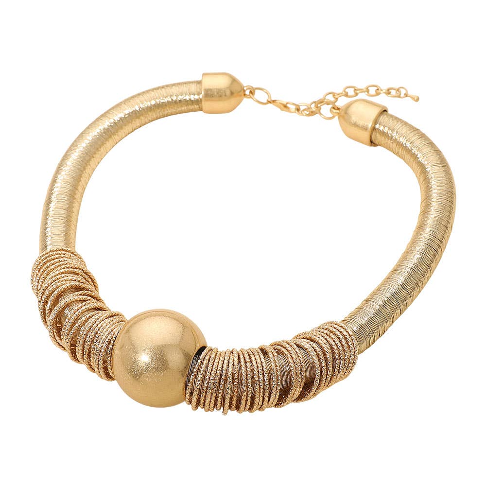 Modern Metallic Coil Statement Necklace