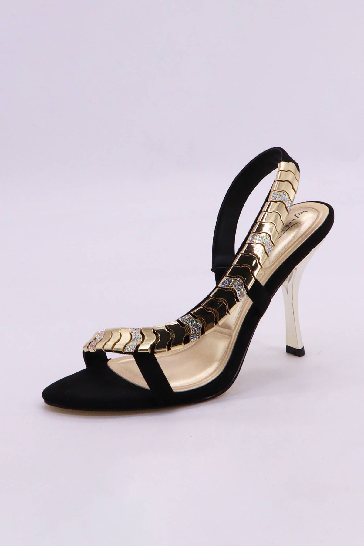 Metallic Accent Slingback Stiletto Sandals