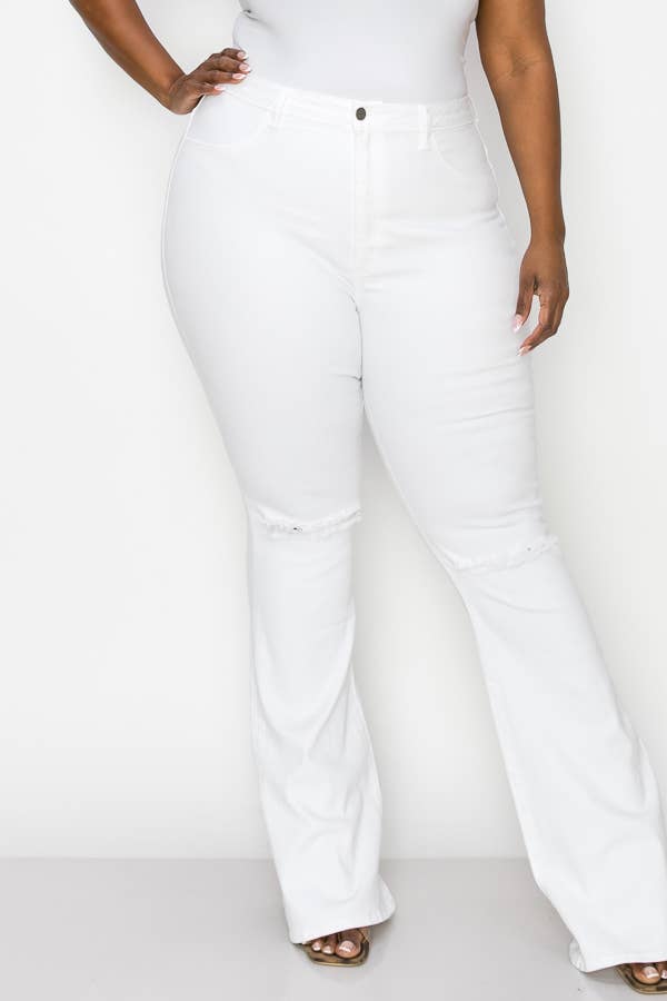 PLUS CURVY FLARE WHITE JEAN