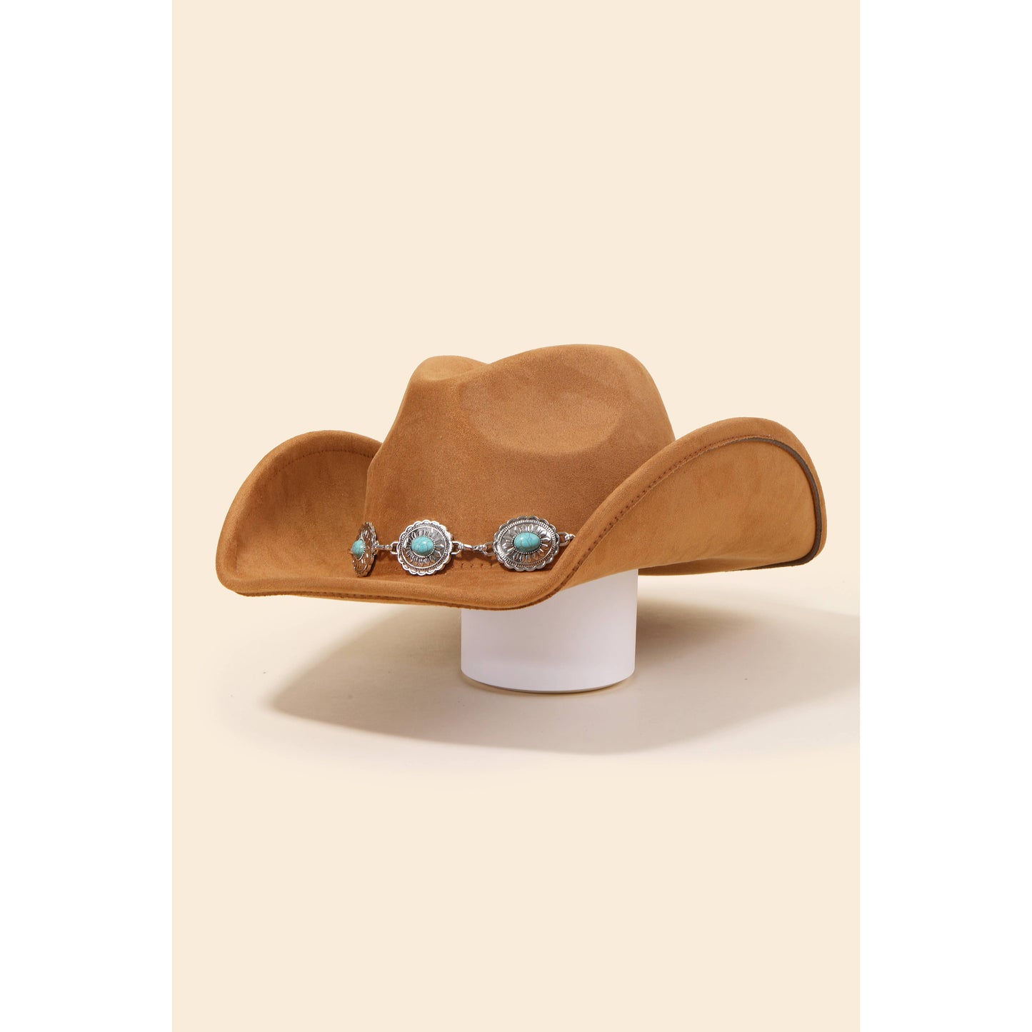 Turquoise Oval Stone Strap Cowboy Hat