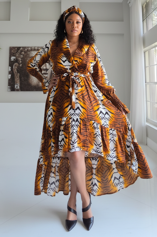 Tiger Print High-Low Dress - 7632R