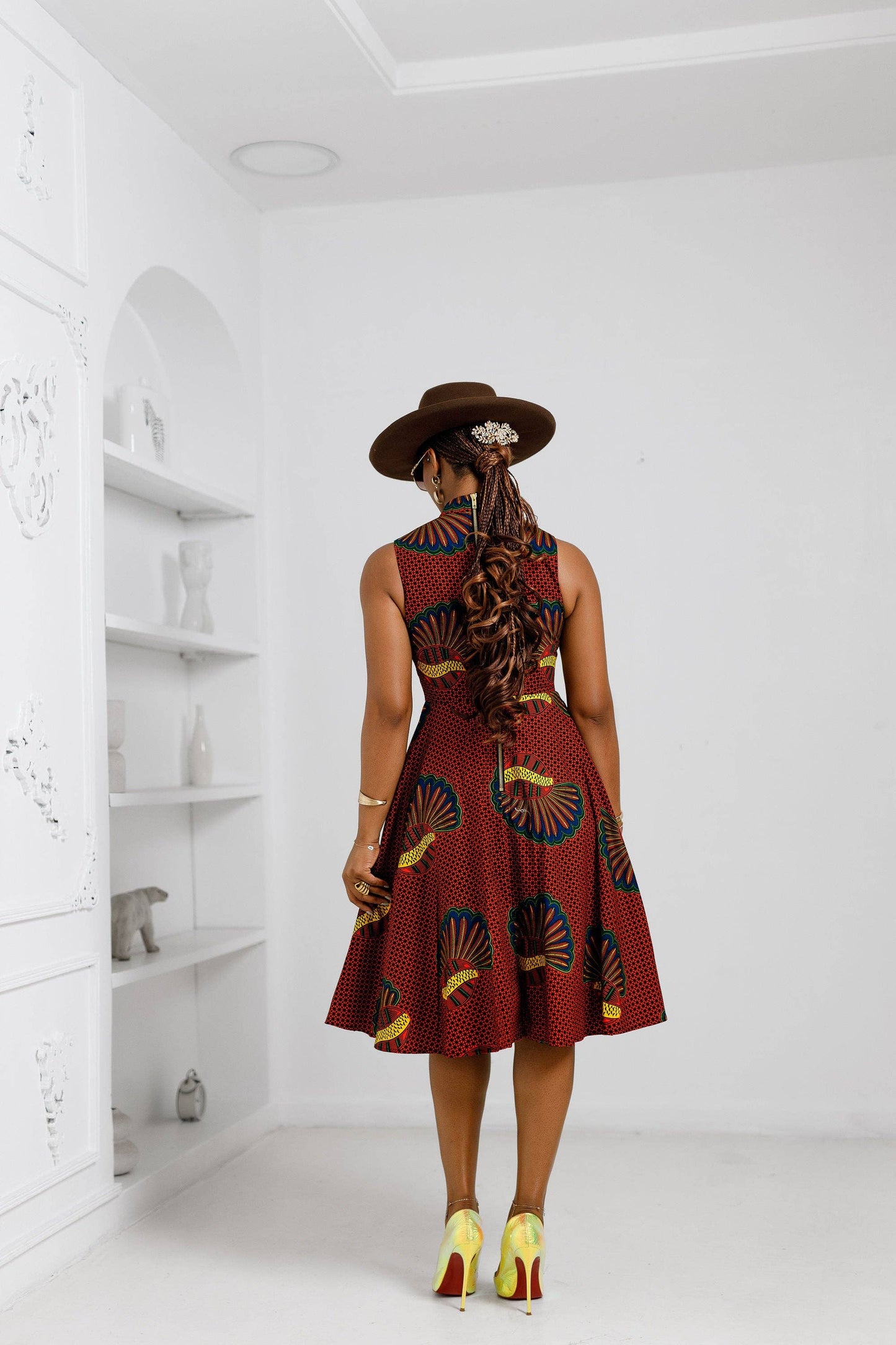 ZURI AFRICAN PRINT HIGH NECK DRESS