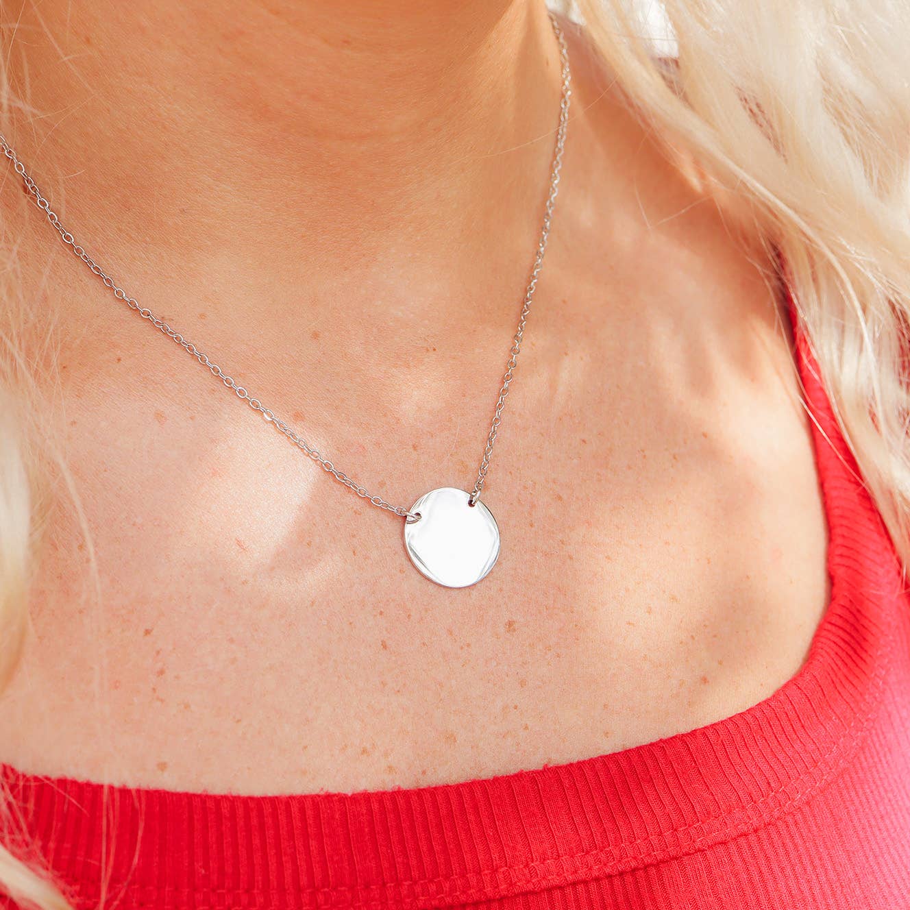 Stainless Steel Blank Circle Necklace