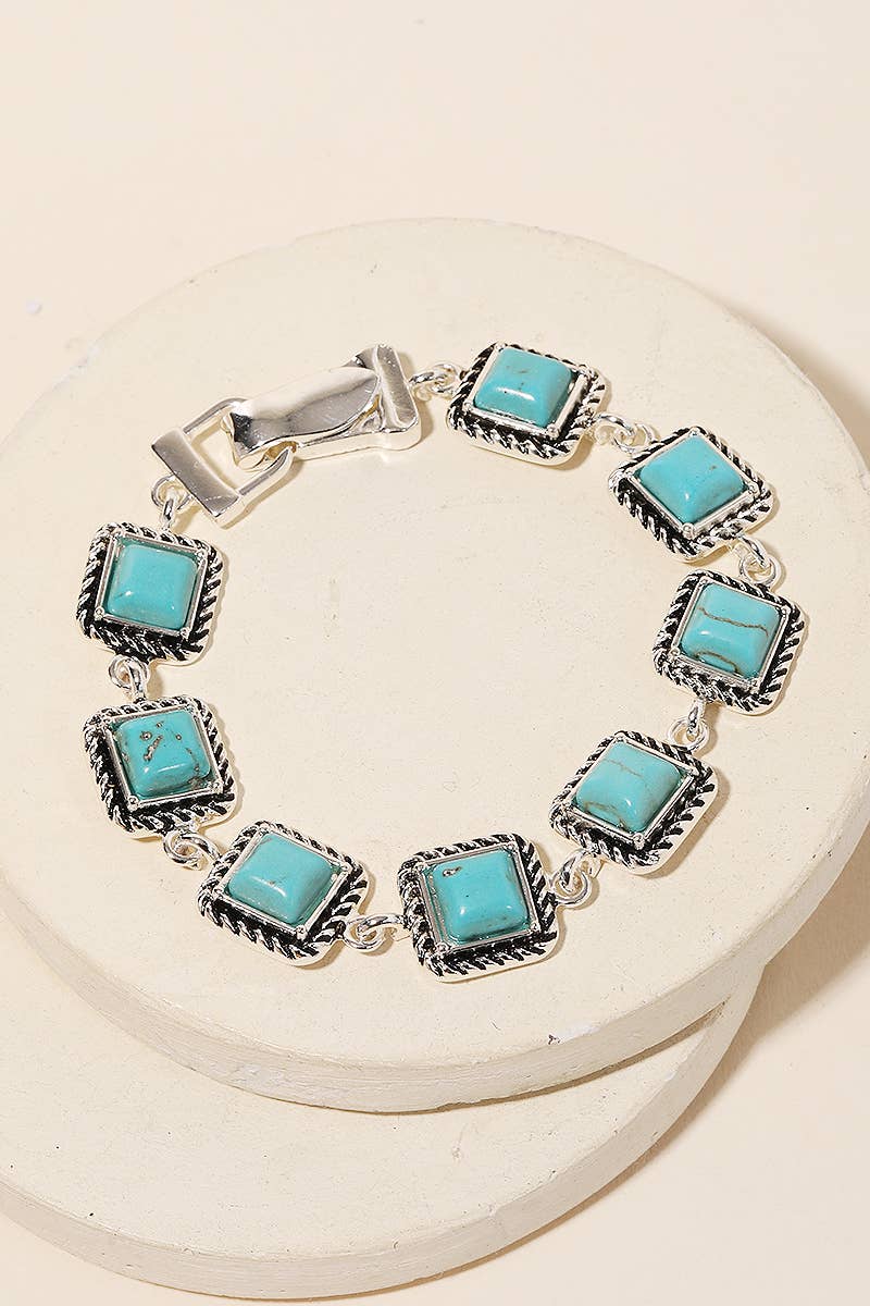 Square Turquoise Chain Link Magnetic Bracelet