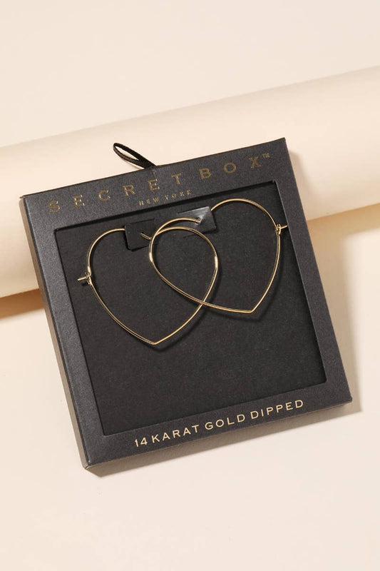 Secret Box Heart Outline Hoop Earrings